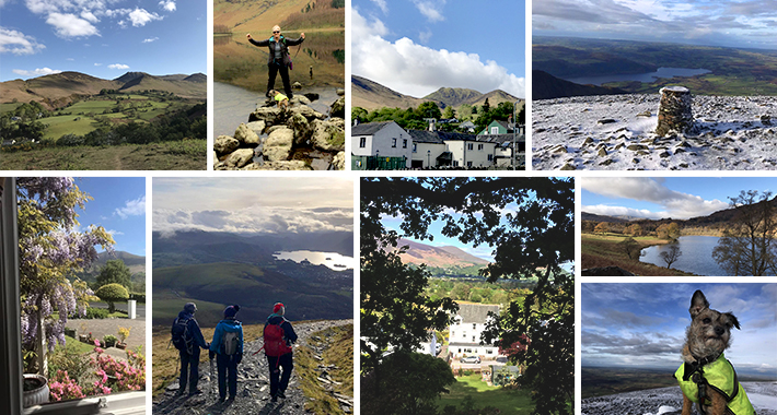 various scenes of the lake district, including mountains and lakes