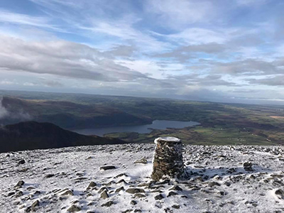 snowy lake district mountains