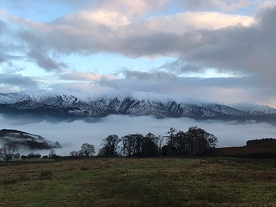 lake district mountains with clouds